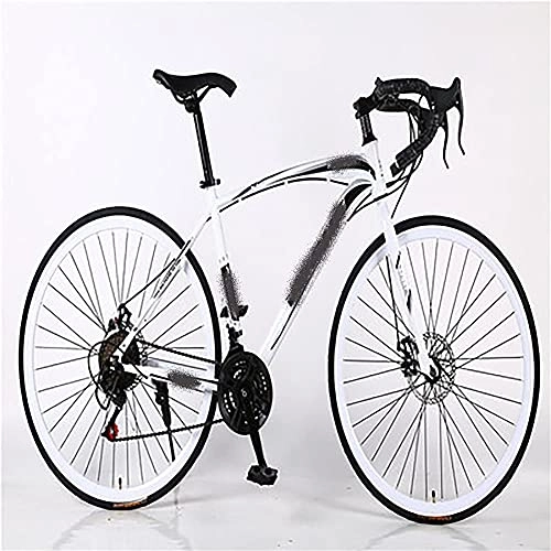 Road Bike : Bicycles, Curved Handlebar Urban Road Racing, 21-speed Dual-disc Bicycles, Suitable For Students, Office Workers, Outdoor, Etc, (Color : White)