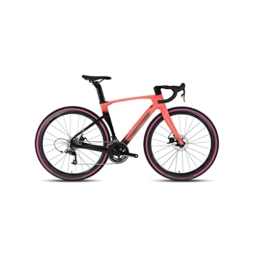 Road Bike : Bicycles for Adults Bicycle Carbon Integrated Handlebar Hidden Inner-Cable Frame GroupsetDisc Brak (Color : Red, Size : Small)