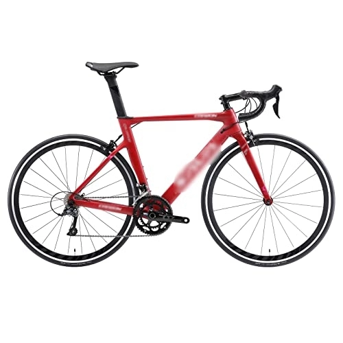 Road Bike : Bicycles for Adults Carbon Fiber Road Bike Bike Racing Bike Carbon Fiber Frame Bike with Speed Kit Light Weight (Color : Red)