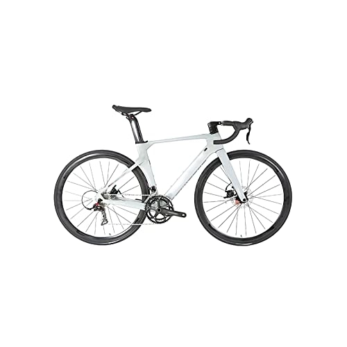 Road Bike : Bicycles for Adults Off Road Bike Carbon Frame 22 Speed Thru Axle 12 * 142mm Disc Brake Carbon Fiber Road Bicycle (Color : White, Size : 48cm)
