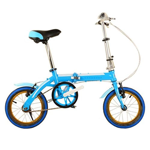 Road Bike : Bike 14-inch Folding Car Color With Leisure Children's Women's Folding Bike Bicycle Cycling Mountain Bike, Blue-18in