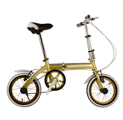 Road Bike : Bike 14-inch Folding Car Color With Leisure Children's Women's Folding Bike Bicycle Cycling Mountain Bike, Gold-18in