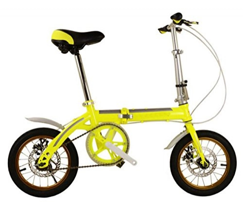 Road Bike : Bike 14-inch Folding Car Color With Leisure Children's Women's Folding Bike Bicycle Cycling Mountain Bike, Yellow-18in