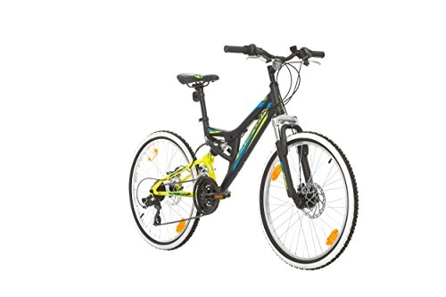Road Bike : Bikesport HUNTER Dual Suspension Mountain bike 24 Inch wheels Disc brakes Shimano 21 gears (Black Matt)