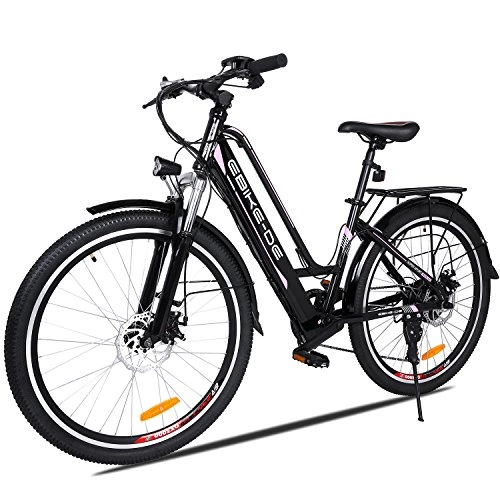 Road Bike : Buyi-World Electric Bicycle City Pedal Assisted by Woman, 26'' Electric City Bike with Charger 250W, Battery 36V 8Ah