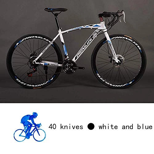 Road Bike : BYLUNTA Mountain Bike, Road Bicycle, Hard Tail Bike, 26 Inch Bicycle, Carbon Steel Adult Bike, 21 / 24 / 27 / 30 Speed Bike, Colourful Bike, White Blue, 27 speed