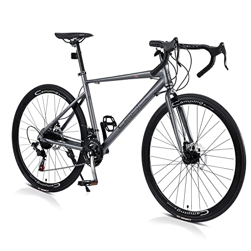 Road Bike : CamPingSurvivals aluminum alloy frame 700C black road bike 21-speed hybrid bike