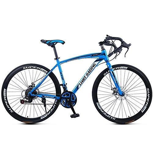 Road Bike : Carbon Road Bike, Full Suspension Road 700C Wheel Bike, 21 Speed ​​Disc Brakes, Road Bicycle for Men And Women, Blue