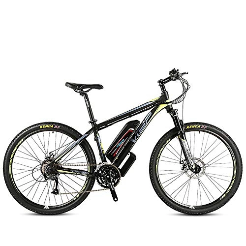 Road Bike : CCDD Electric Mountain Bike, 7.0 Rear Drive 48V 10AH Electric Mountain Bike 27-speed Dual Disc Brake 27.5 Inch 26 Inch Bicycle, Black-green-26 * 15.5inches