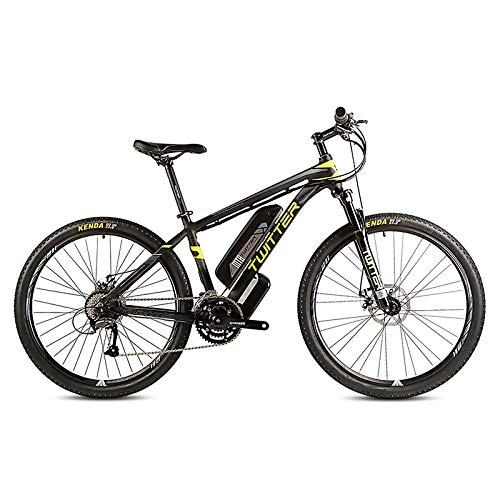 Road Bike : CCDD Electric Mountain Bike, Disc Brake 27 Speed 27.5 Inches 26 Inch GRENERGY Lithium Battery 36V 10AH Rear Mountain Bike, Black-yellow-26 * 15.5in