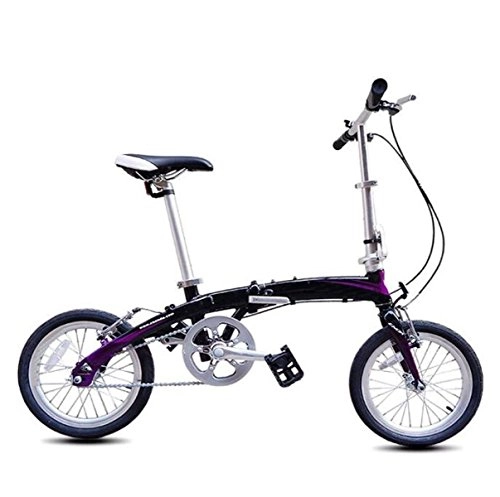 Road Bike : Charge Bike 16 Inch Single Speed Aluminum Alloy Folding Bike Adult Women's Mini Ultra Light Bike, Black2-16in