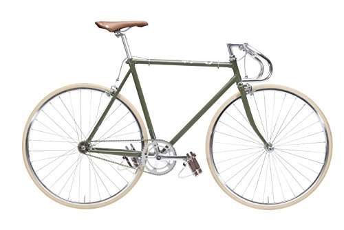 Road Bike : Cheetah Unisex Cafe Racer Fixed Gear Bicycle, Green, Size 59