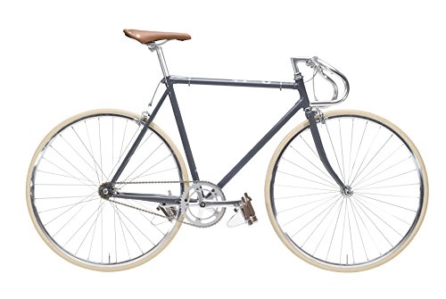Road Bike : Cheetah Unisex's Cafe Racer Fixed Gear Bicycle, Grey, Size 59