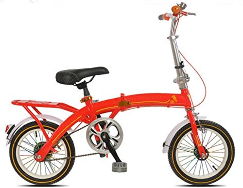 Road Bike : Child Student Car Folding Car Adult Bicycle Male And Female Bicycle Mini Portable Baby Carriage Shockproof And Convenient Bicycle Gift Car, Red-18in
