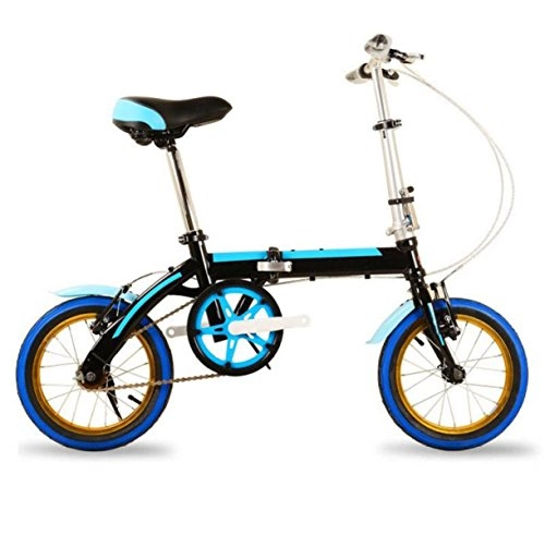 Road Bike : Children Bicycle 14 Inch Folding Car With Light Color With Folding Bike Bicycle Cycling Mountain Bike, Blue-18in