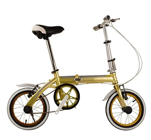 Road Bike : Children Bicycle 14 Inch Folding Car With Light Color With Folding Bike Bicycle Cycling Mountain Bike, Gold-18in