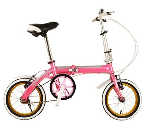 Road Bike : Children Bicycle 14 Inch Folding Car With Light Color With Folding Bike Bicycle Cycling Mountain Bike, Pink-18in