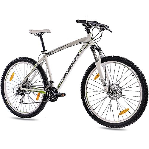 Road Bike : CHRISSON '1 / 4Inches Aluminium MTB Mountain Bike Bicycle 27, 5er Unisex with 24g Shimano 2XDISK Dragon Rims Matte White