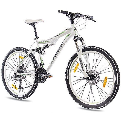 Road Bike : CHRISSON '26inch Top Aluminium Mountain Bike Bicycle Contero with 24Speed Deore and Swallow and 2x Disc White Green Matt