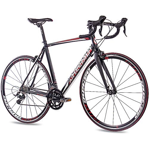 Road Bike : CHRISSON 28 Inch Road Bike - Reloader Black 56 cm with 18 Speed Shimano Sora Gear - Road Road Road Bike with Carbon Fork for Men and Women