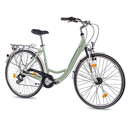 Road Bike : CHRISSON '28inch Luxury Alloy City Bike Women's Bicycle Relaxia 1.0with 6Gears Shimano Mint Green
