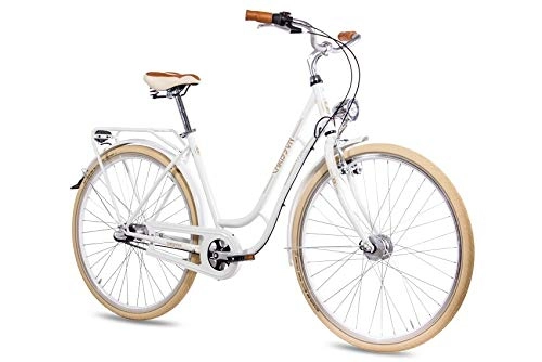 Road Bike : CHRISSON '28inch Vintage City Bike Women's Bicycle N Lady with Shimano Nexus 3G white