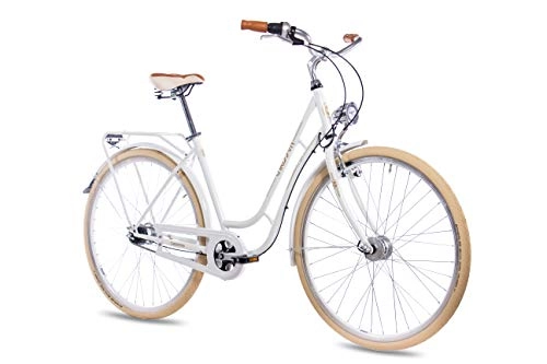 Road Bike : CHRISSON '28inch Vintage City Bike Women's Bicycle N Lady with Shimano Nexus 7G White