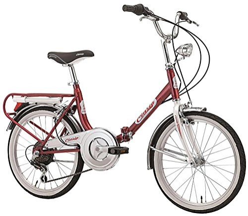 Road Bike : Cinzia Firenze 20-Inch Folding Bicycle 6-Speed, red / white