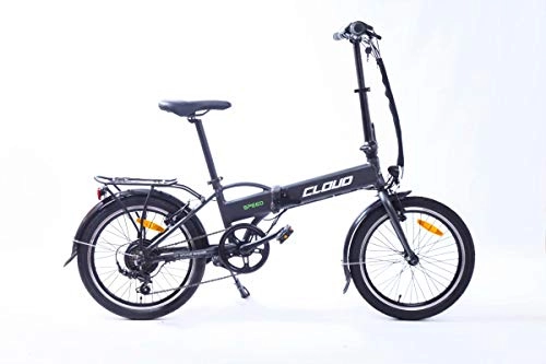 Road Bike : Cloud 20'' Folding Electric Bicycle with 36V Removable Lithium Battery, Shimano 7 Speed, Portable & Easy to store in the Car, with Silent motor, LCD Display, Shifter Lever Man Black