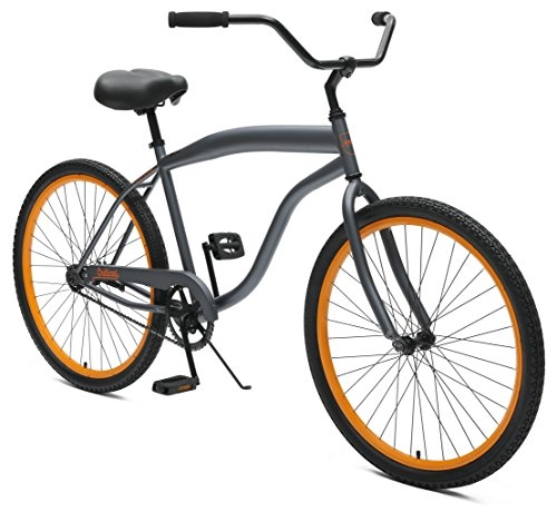 Road Bike : Critical Cycles Men's 2357 Bike, Graphite / Orange, 1-Speed / 26-Inch
