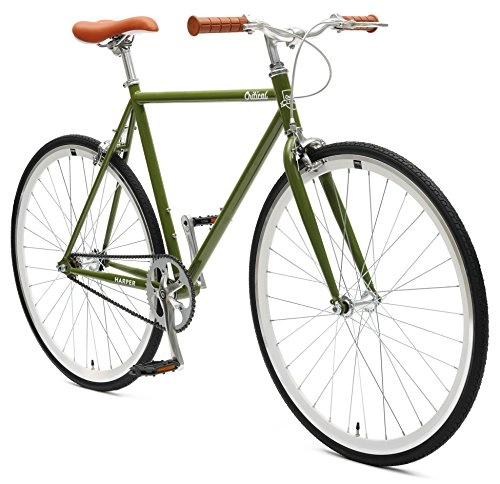 Road Bike : Critical Cycles Unisex's Harper Single-Speed Fixed Gear Urban Commuter Bike, Sage Green, 57 cm