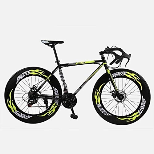 Road Bike : CSS Road Bicycle, 26 Inches 27-Speed Bikes, Double Disc Brake, High Carbon Steel Frame, Road Bicycle Racing, Men's and Women Adult 6-20, Yellow