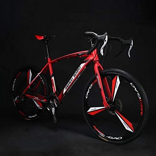 Road Bike : CSZZL 26-inch road bike, 27-speed bike, dual disc brakes, high carbon steel frame, road bike racing, men and women only-Red