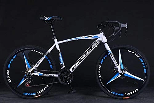 Road Bike : CSZZL Road bike, 700C mountain bike, double disc brake, high carbon steel frame, road bike racing-blue_24_speed