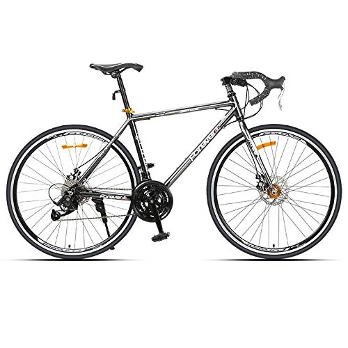 Road Bike : CYCC 27-speed aluminum alloy bicycle, men's and women's road bikes, double-disc brake racing, student cycling sports cars-27-speed gray handlebar