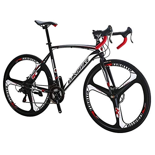 Road Bike : Cyex eurobike 21 / 27 speed road bike off-road disc brakes road racing 700C sports car (black white, 54cm k-wheel)