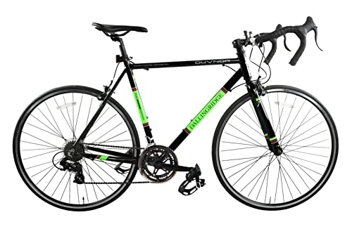 Road Bike : Dallingridge Guvnor Adults Road Bike, Alloy Frame, 700c Wheel, 14 Speed - Gloss Black / Acid Green (56cm)