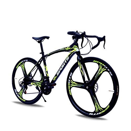 Road Bike : DGAGD 26-inch road bike with variable speed and double disc brakes, one wheel for racing bicycles-Black and yellow_27 speed