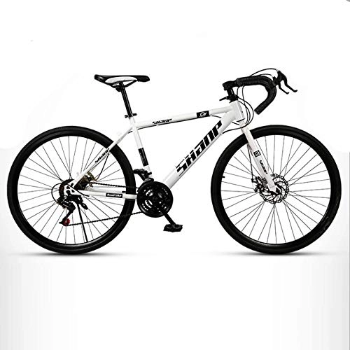 Road Bike : DGAGD 26 inch variable speed dead fly bicycle 21-speed adult lightweight road racing live fly bicycle 30 knife circle wheel white