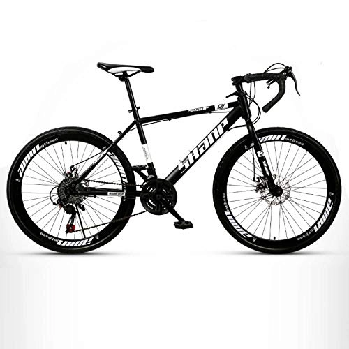 Road Bike : DGAGD Variable speed dead fly bicycle 24 speed adult lightweight road racing live fly bicycle 40 knife circle wheel-Black and white_26 inches