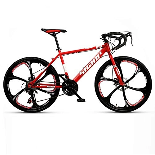 Road Bike : DGAGD Variable speed dead fly bicycle 27-speed adult lightweight road racing live fly bicycle six cutter wheels-red_26 inches