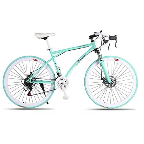 Road Bike : DGAGD Variable speed dead fly bicycle double disc brake shock absorption men and women mountain bike 40 knife circle light blue