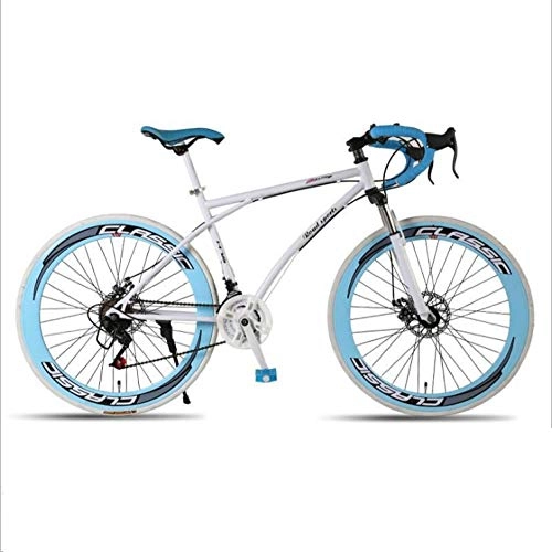 Road Bike : DGAGD Variable speed dead fly bicycle double disc brake shock absorption men and women mountain bike 60 knife circle blue