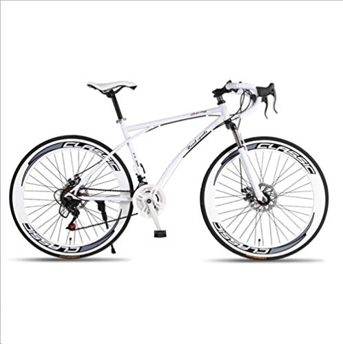 Road Bike : DGAGD Variable speed dead fly bicycle double disc brake shock absorption men and women mountain bike 60 knife circle white