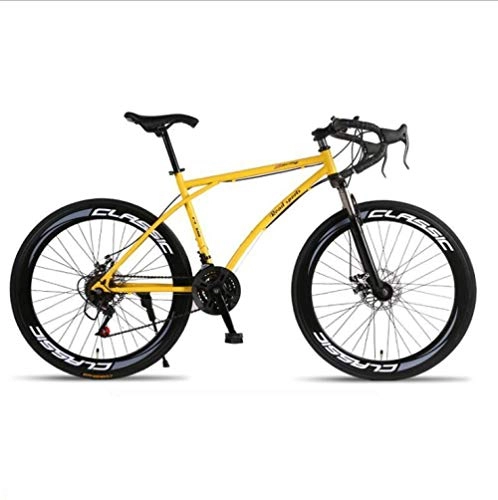 Road Bike : DGAGD Variable speed dead fly bicycle double disc brake shock absorption men and women mountain bike 60 knife circle yellow