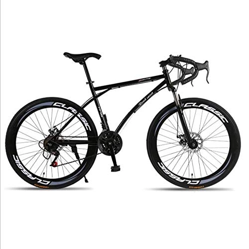 Road Bike : DGAGD Variable speed dead fly bicycle dual disc brake shock absorption men and women mountain bike 60 knife circle black