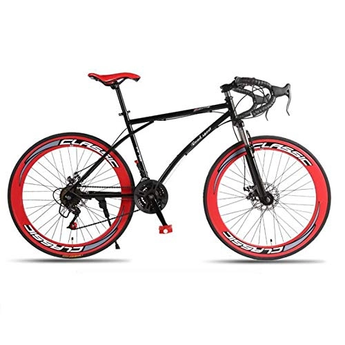 Road Bike : DGAGD Variable speed dead fly bicycle dual disc brake shock absorption men and women mountain bike 60 knife circle red