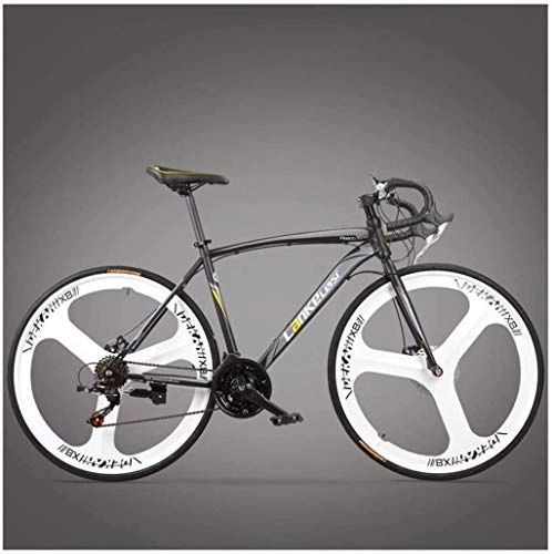 Road Bike : DIMPLEYA Road Bike, Adult High-carbon Steel Frame Ultra-Light Bicycle, Carbon Fiber Fork Bicycle, City Utility Bike, 3 Spoke Black, 27 Speed, 3 Spoke Black, 21 Speed