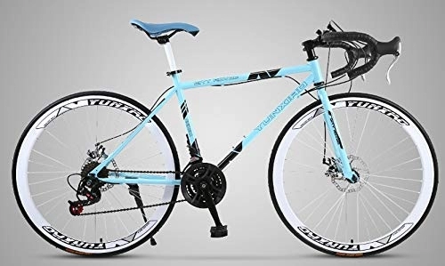 Road Bike : Dszgo Claw Handlebars 26 Inch 40 Knives Mechanical Double Disc Brakes Light Blue Frame Can Be Shifted Road Racing Urban Cycling Bicycles Young Men And Women Bicycles Adult Road Bicycles