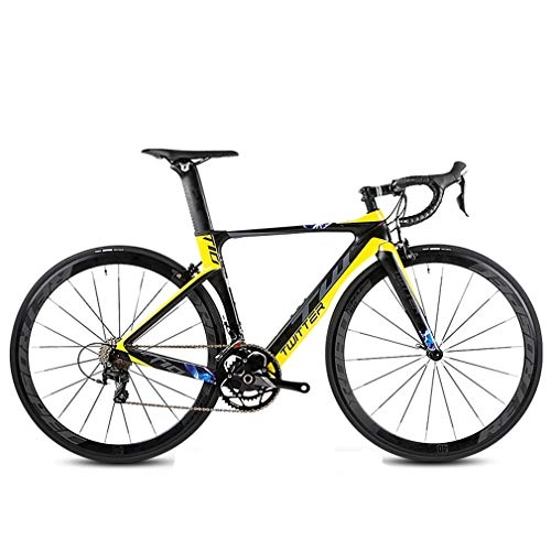 Road Bike : DUABOBAO Road Bike, 22-Speed 700C For Adults, Sports Cycle Outdoor, Carbon Fiber Frame, 5 Colors, Family Mountain Bike, Yellow, 50CM